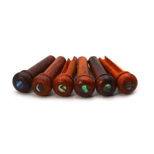 Load image into Gallery viewer, Acoustic Guitar Bridge Pins | Pure Cocobolo Wood with 3 Types of Inlay | Charles Morgan Guitars