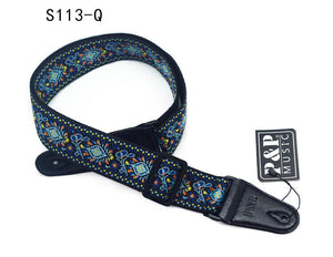 Guitar Strap | Leather Embroidered Adjustable Guitar Strap for Guitar - Charles Morgan Guitars