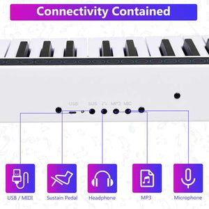 Digital Piano | White | 61-Key | Portable Digital Stage Piano with Carrying Bag - Gigbagger