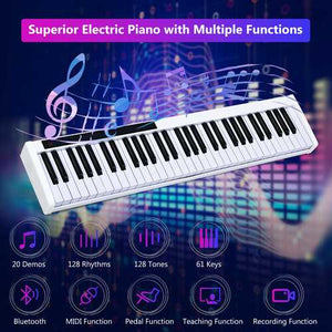 Digital Piano | White | 61-Key | Portable Digital Stage Piano with Carrying Bag - Gigbagger