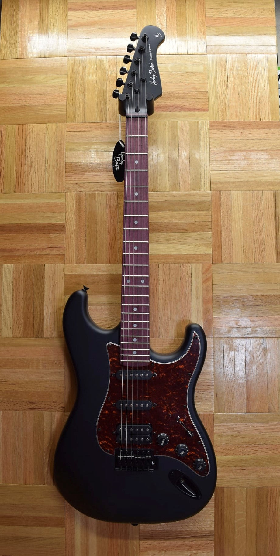 Harley Benton ST-20HSS SBK Standard Series Stratocaster in Matte Black - Charles Morgan Guitars