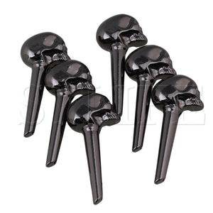 Acoustic Guitar Bridge Pins | Set of 6 | 8mm | Metal Skull Bridge Pins