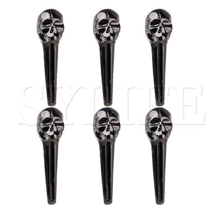 Acoustic Guitar Bridge Pins | Set of 6 | 8mm | Metal Skull Bridge Pins
