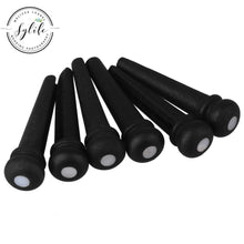 Load image into Gallery viewer, Acoustic Guitar Bridge Pins | Set of 6 | Black | Silver Pearl Inlay - Gigbagger
