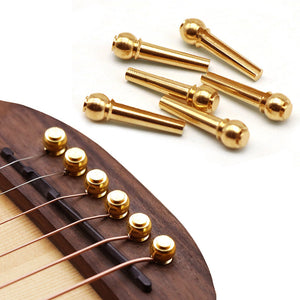 Acoustic Guitar Bridge Pins | Set of 6 | Brass | String Bridge Pins - Gigbagger