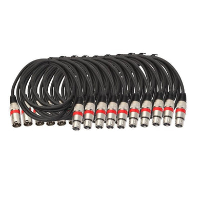 Microphone Cables | 10 Pack | Length: 6 ft | 3-Pin DMX/XLR Connector Cables - Gigbagger