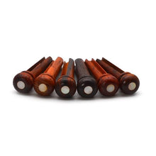 Load image into Gallery viewer, Acoustic Guitar Bridge Pins | Pure Cocobolo Wood with 3 Types of Inlay | Charles Morgan Guitars
