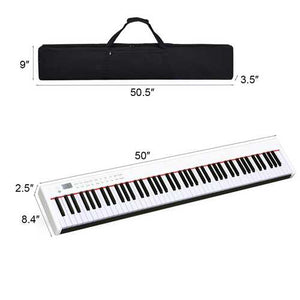 BX-II | White | 88-Key Portable Weighted Digital Piano with Bluetooth and MP3 - Gigbagger
