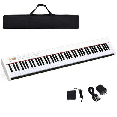 BX-II | White | 88-Key Portable Weighted Digital Piano with Bluetooth and MP3 - Gigbagger