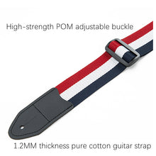 Load image into Gallery viewer, Guitar Strap with Leather Ends | 130 cm | Red, White, Blue | for Acoustic, Electric, and Bass Guitar - Charles Morgan Guitars
