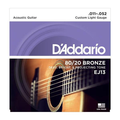 D'ADDARIO | Gauge: .011 | EJ13 80/20 Bronze Acoustic Guitar Strings - Gigbagger