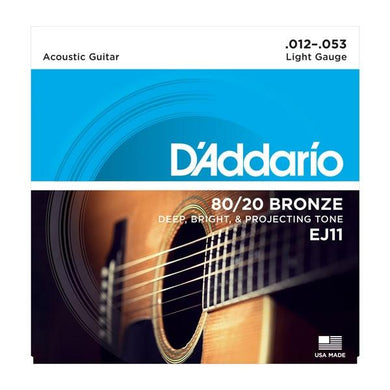 D'ADDARIO | Gauge: .012 | EJ11 80/20 Bronze Acoustic Guitar Strings - Gigbagger