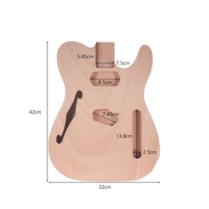 Unfinished Electric Guitar DIY Body | Mahogany with F-Hole/Binding for Tele-Style Electric Guitar - Charles Morgan Guitars