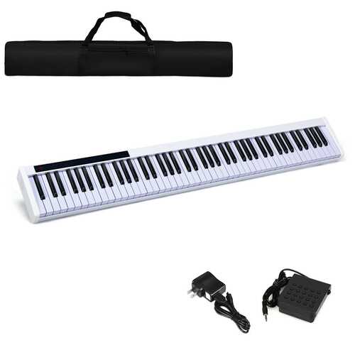 Digital Piano | White | 88-Key | Portable Electronic Piano with Bluetooth and Voice Function - Gigbagger