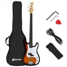 Cargar imagen en el visor de la galería, Electric Bass Guitar with Bag, Strap, Amp Cord, and Picks - Gigbagger
