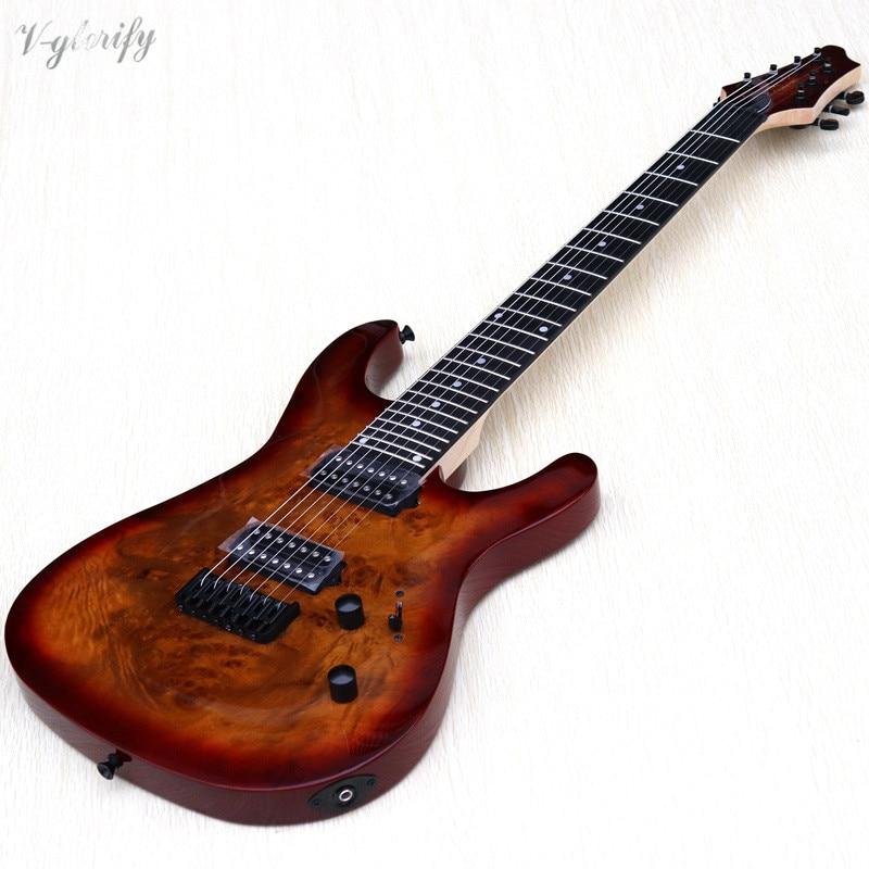 V-GLORIFY | 7 String | 39 Inch | Sunburst | Double Cutaway Solid Body with Rosewood Fretboard - Gigbagger