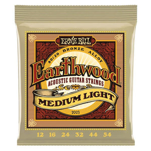 ERNIE BALL | Gauge: .012-.054 | 2003 Medium Light | 80/20 Bronze Alloy Earthwood Acoustic Guitar Strings - Gigbagger