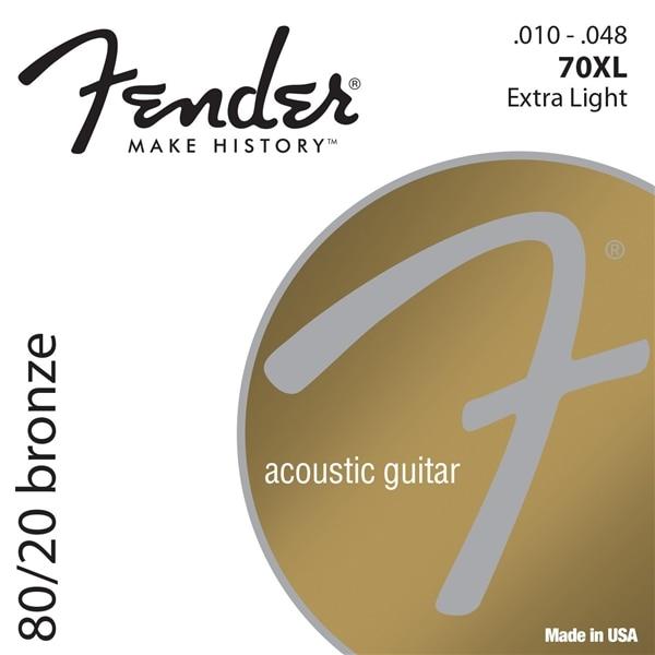 FENDER | Gauge: .010-.048  | 70XL Extra Light | 80/20 Bronze Acoustic Guitar Strings - Gigbagger