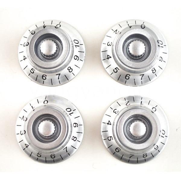 Control Knobs | Set of 4 | Silver | Acrylic Control Knobs for LP/SG Style Electric Guitar - Gigbagger