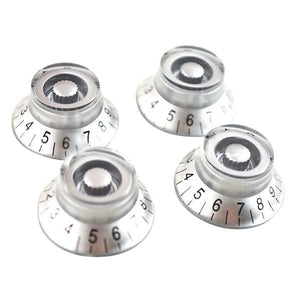 Control Knobs | Set of 4 | Silver | Acrylic Control Knobs for LP/SG Style Electric Guitar - Gigbagger