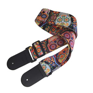 Guitar Strap | 5 Style Options | Woven Embroidery Fabric with Leather Ends | for Acoustic, Electric, or Bass Guitar - Gigbagger