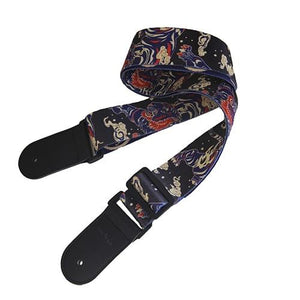 Guitar Strap | 5 Style Options | Woven Embroidery Fabric with Leather Ends | for Acoustic, Electric, or Bass Guitar - Gigbagger