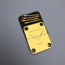 Load image into Gallery viewer, Limited Edition Custom Shop Neck Plate | Chrome, Gold, or Black | Includes Screws for ST/Tele Style Electric Guitar - Gigbagger
