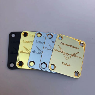 Limited Edition Custom Shop Neck Plate | Chrome, Gold, or Black | Includes Screws for ST/Tele Style Electric Guitar - Gigbagger
