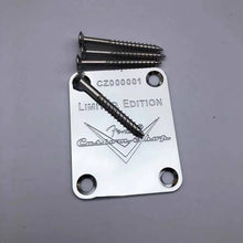 Load image into Gallery viewer, Limited Edition Custom Shop Neck Plate | Chrome, Gold, or Black | Includes Screws for ST/Tele Style Electric Guitar - Gigbagger
