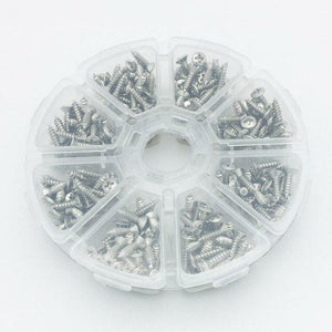 Pickguard Plate Screws | 400 pcs | Size: 3 x 12mm | Color: Black/Chrome with Storage Box - Gigbagger