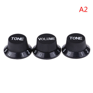 Plastic Control Knobs | Black | Set of 3 | 1-Volume 2-Tone Control Knobs for ST-Style Electric Guitar - Gigbagger