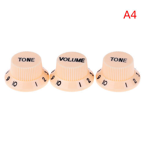 Plastic Control Knobs | Cream and Black | Set of 3 | 1-Volume 2-Tone Control Knobs for ST-Style Electric Guitar - Gigbagger