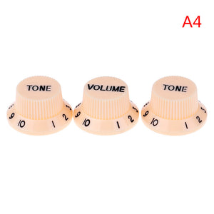 Plastic Control Knobs | Cream and Black | Set of 3 | 1-Volume 2-Tone Control Knobs for ST-Style Electric Guitar - Gigbagger