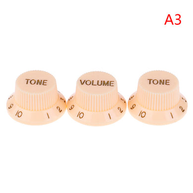 Plastic Control Knobs | Cream and Gold | Set of 3 | 1-Volume 2-Tone Control Knobs for ST-Style Electric Guitar - Gigbagger