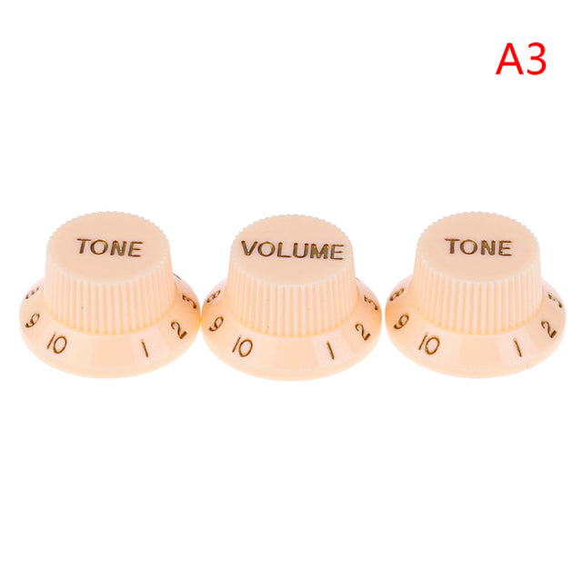 Plastic Control Knobs | Cream and Gold | Set of 3 | 1-Volume 2-Tone Control Knobs for ST-Style Electric Guitar - Gigbagger