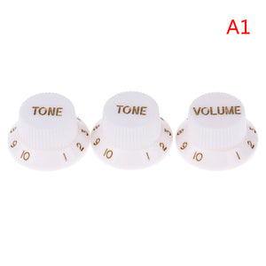 Plastic Control Knobs | White | Set of 3 | 1-Volume 2-Tone Control Knobs for ST-Style Electric Guitar - Gigbagger