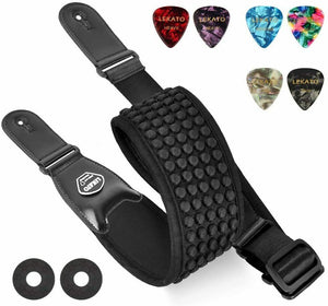 Guitar Strap with 3D Sponge Filling | 3.5 Inches Wide | Guitar Strap with 6 Guitar Picks - Charles Morgan Guitars
