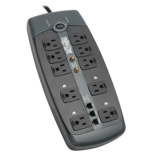 TRIPP-LITE | TLP1008TELTV | 10-Outlet Surge Protector with Telephone Protection - Gigbagger