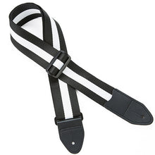 Load image into Gallery viewer, Guitar Strap with Leather Ends | 130 cm | White, Black | for Acoustic, Electric, and Bass Guitar - Charles Morgan Guitars
